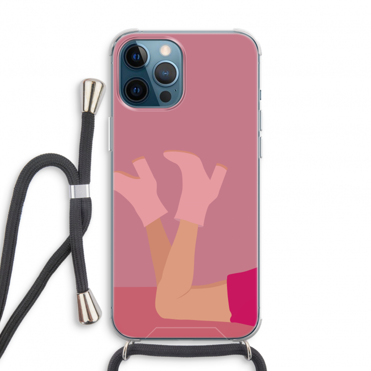 Pink boots: iPhone 12 Pro Transparant Hoesje met koord