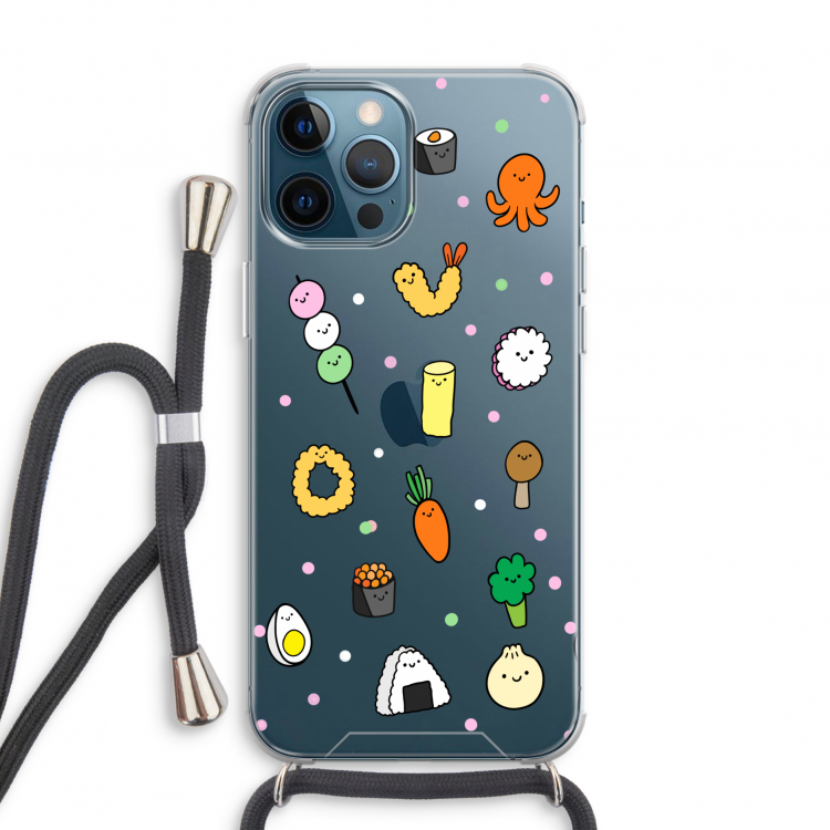 Happy bento friends: iPhone 12 Pro Transparant Hoesje met koord