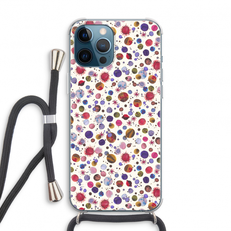 Planets Space: iPhone 12 Pro Transparant Hoesje met koord