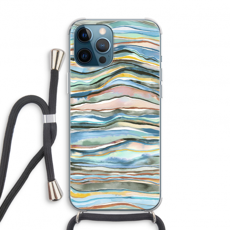 Watercolor Agate: iPhone 12 Pro Transparant Hoesje met koord