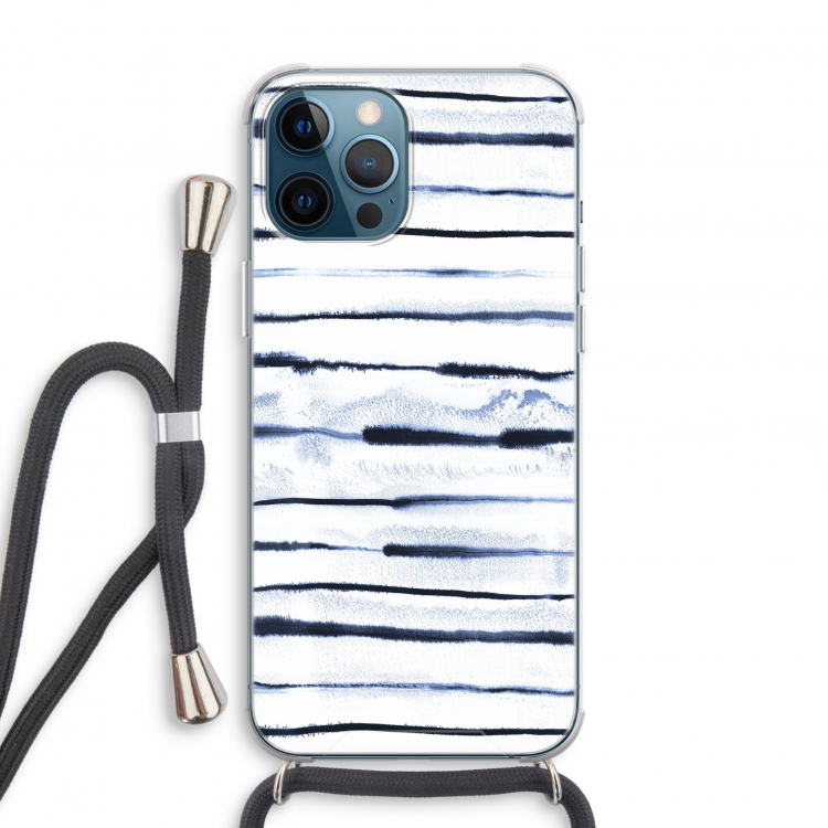 Ink Stripes: iPhone 12 Pro Transparant Hoesje met koord