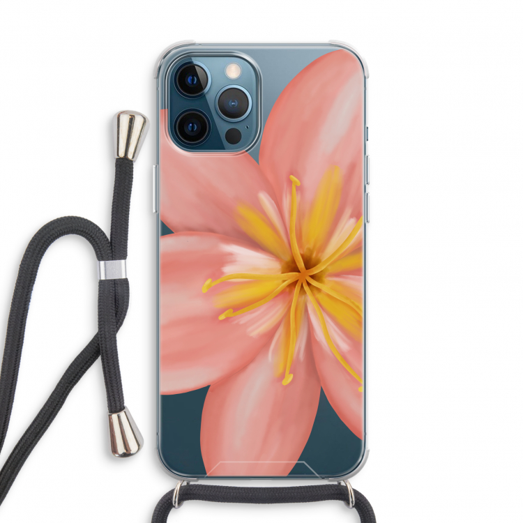 Pink Ellila Flower: iPhone 12 Pro Transparant Hoesje met koord