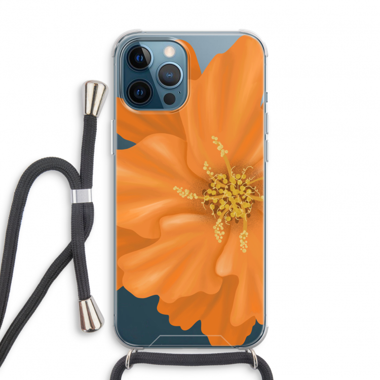 Orange Ellila flower: iPhone 12 Pro Transparant Hoesje met koord