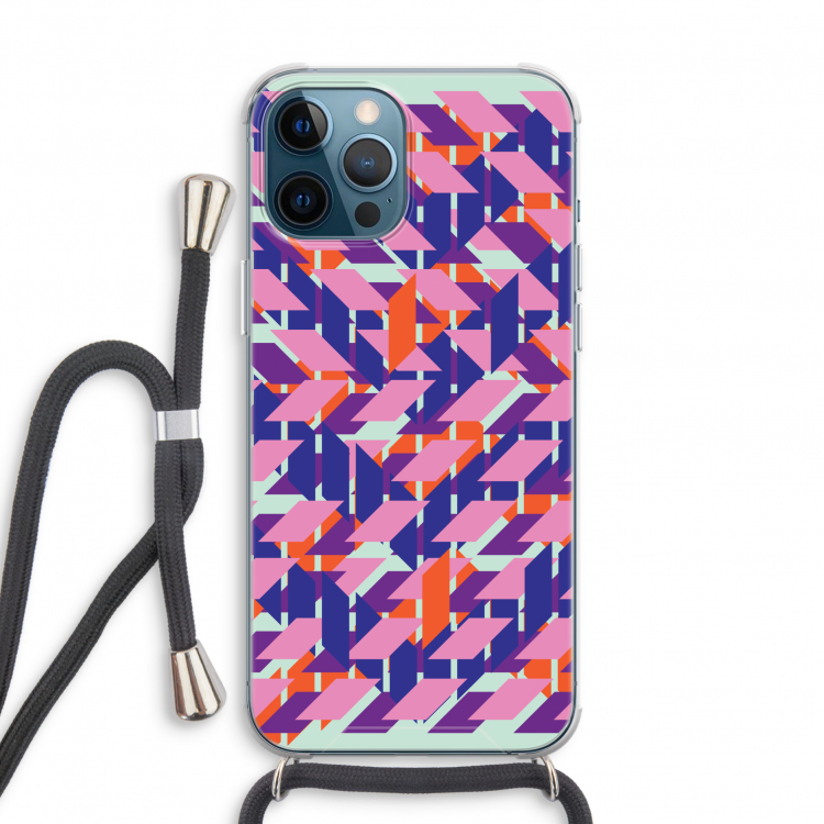 Skew Blush 3: iPhone 12 Pro Transparant Hoesje met koord