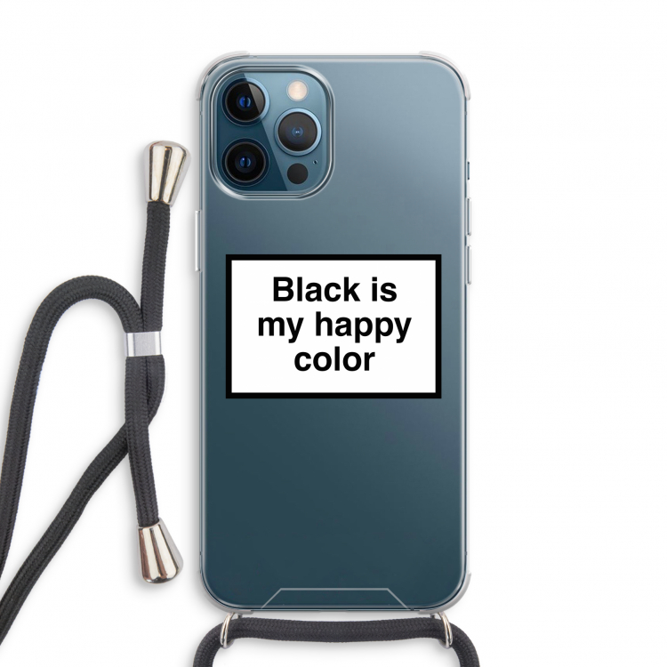Black is my happy color: iPhone 12 Pro Transparant Hoesje met koord