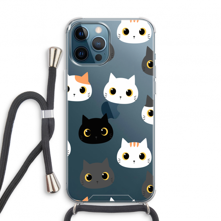 Katten: iPhone 12 Pro Transparant Hoesje met koord