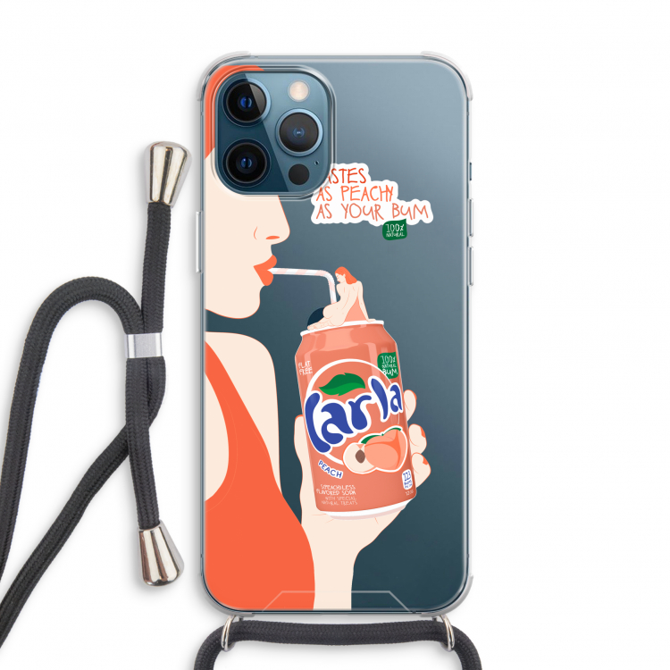 Peach please!: iPhone 12 Pro Transparant Hoesje met koord