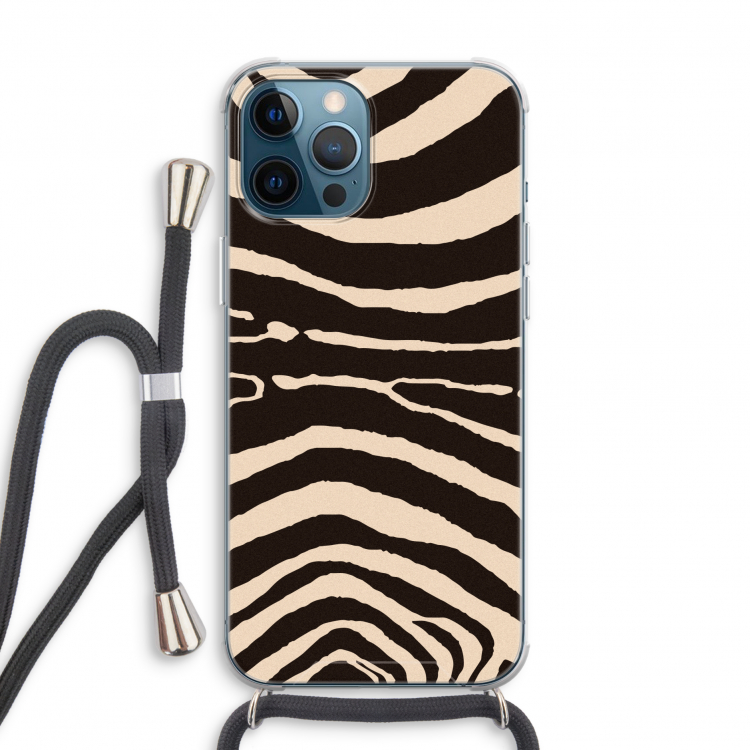 Arizona Zebra: iPhone 12 Pro Transparant Hoesje met koord