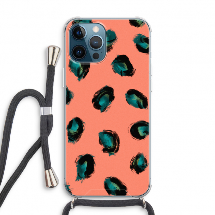 Pink Cheetah: iPhone 12 Pro Transparant Hoesje met koord