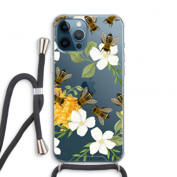 No flowers without bees: iPhone 12 Pro Transparant Hoesje met koord