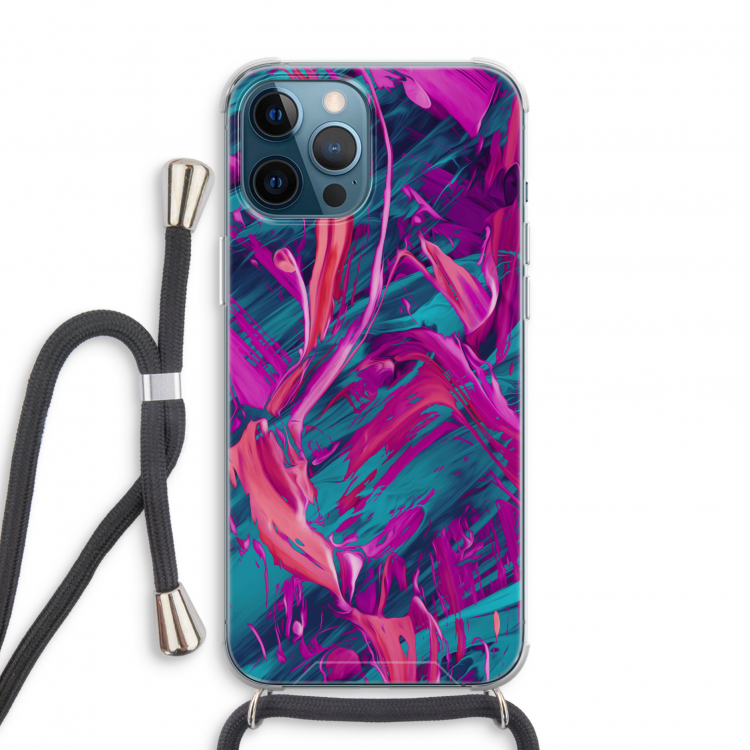 Pink Clouds: iPhone 12 Pro Transparant Hoesje met koord