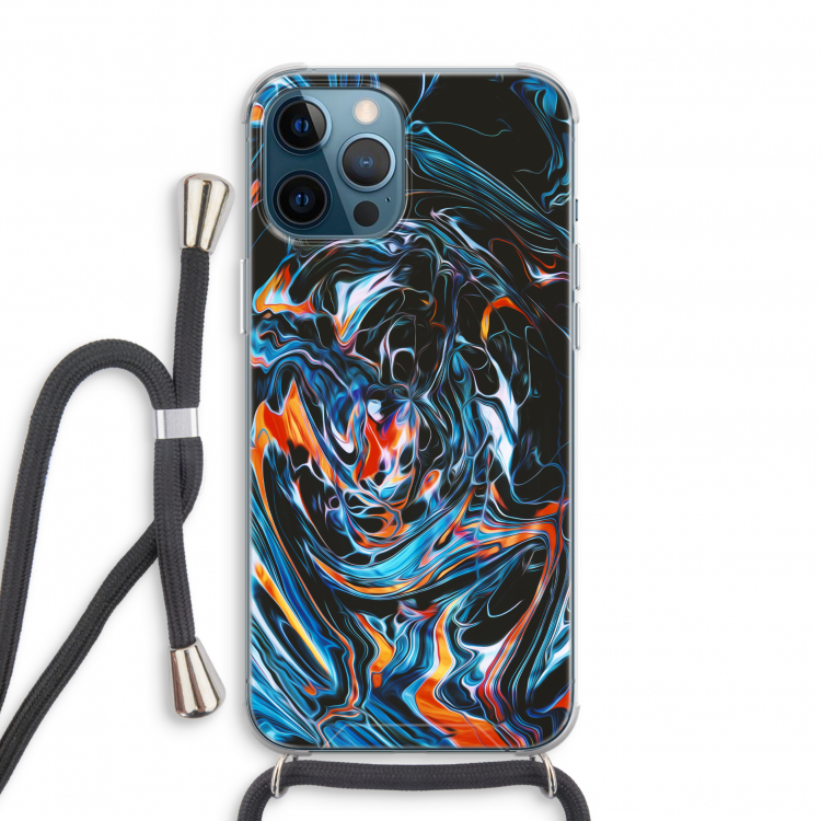 Black Unicorn: iPhone 12 Pro Transparant Hoesje met koord