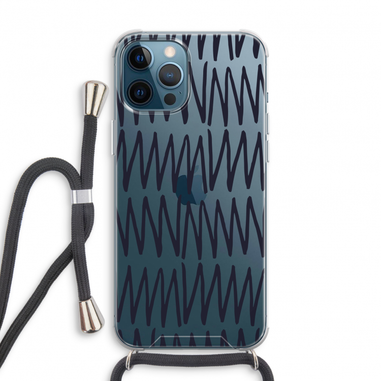 Marrakech Zigzag: iPhone 12 Pro Transparant Hoesje met koord