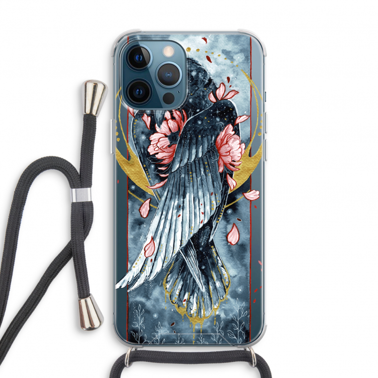 Golden Raven: iPhone 12 Pro Transparant Hoesje met koord