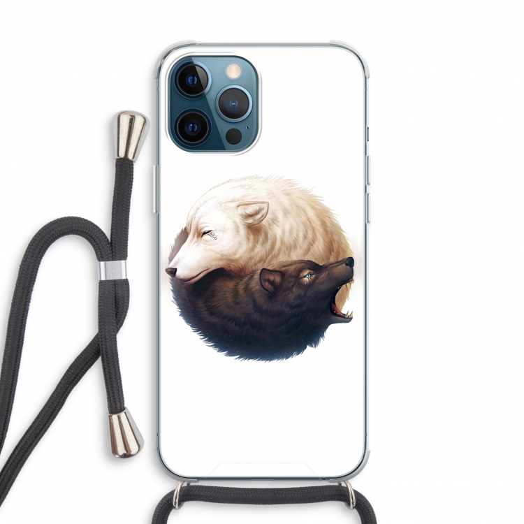 Yin Yang Wolves: iPhone 12 Pro Transparant Hoesje met koord