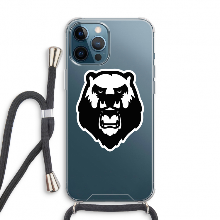 Angry Bear (white): iPhone 12 Pro Transparant Hoesje met koord