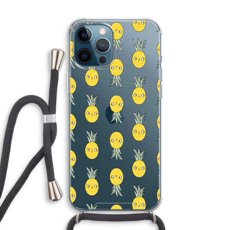 Ananas: iPhone 12 Pro Transparant Hoesje met koord