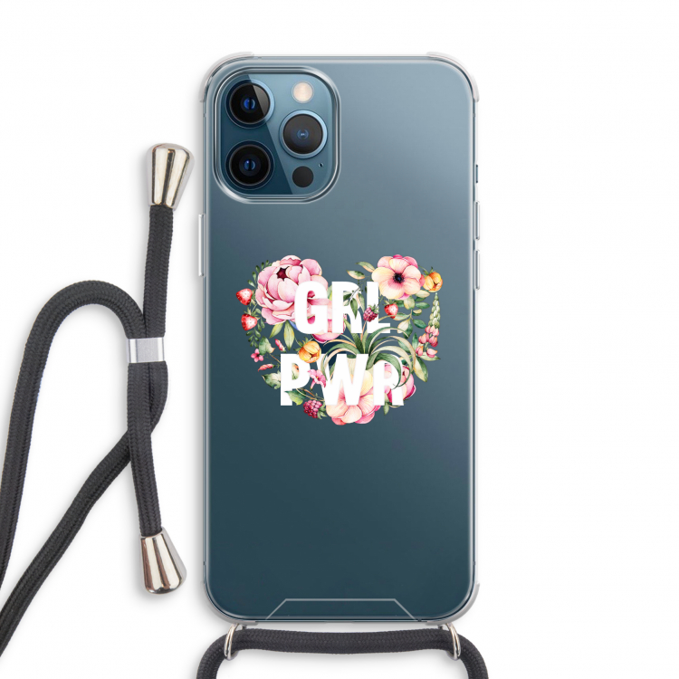 GRL PWR Flower: iPhone 12 Pro Transparant Hoesje met koord