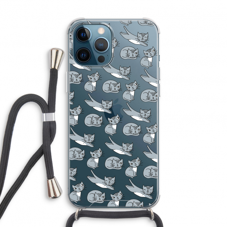 Poezen: iPhone 12 Pro Transparant Hoesje met koord