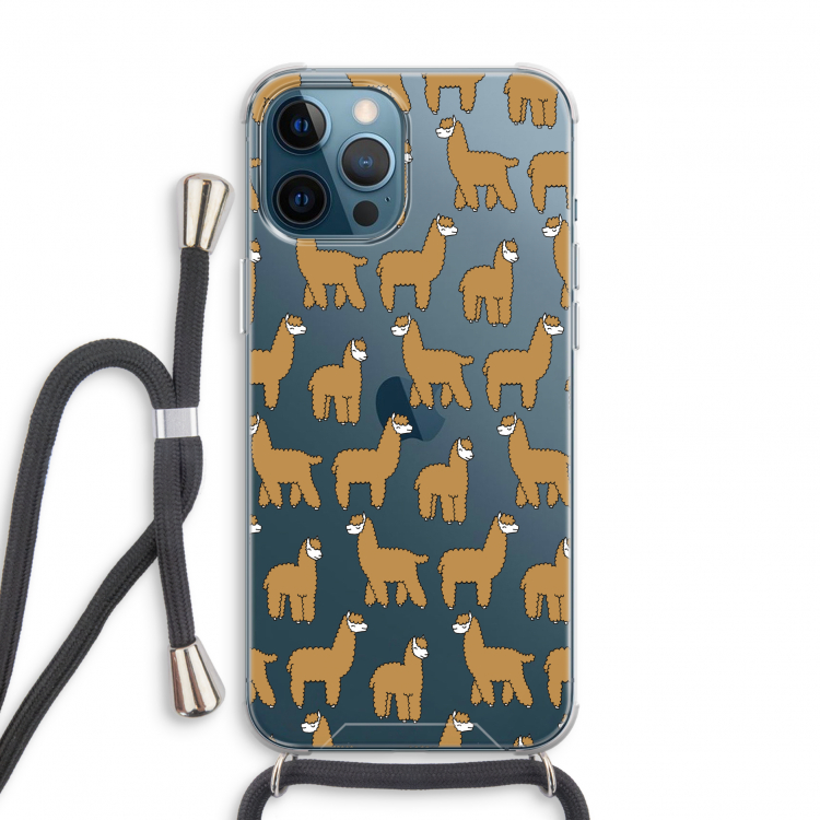 Alpacas: iPhone 12 Pro Transparant Hoesje met koord