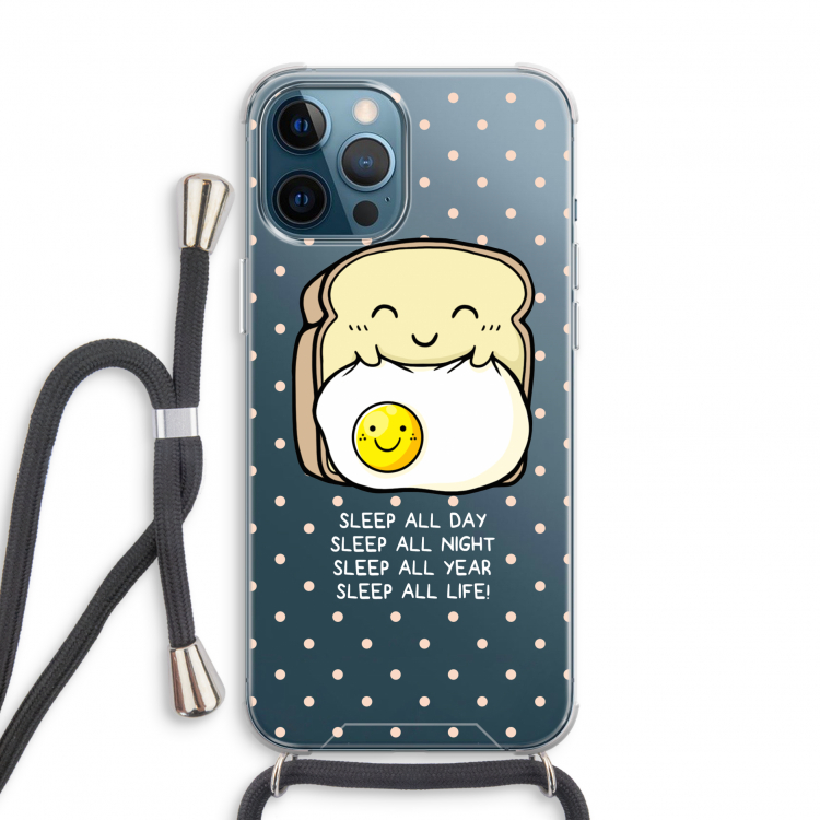 Sleep All Day: iPhone 12 Pro Transparant Hoesje met koord