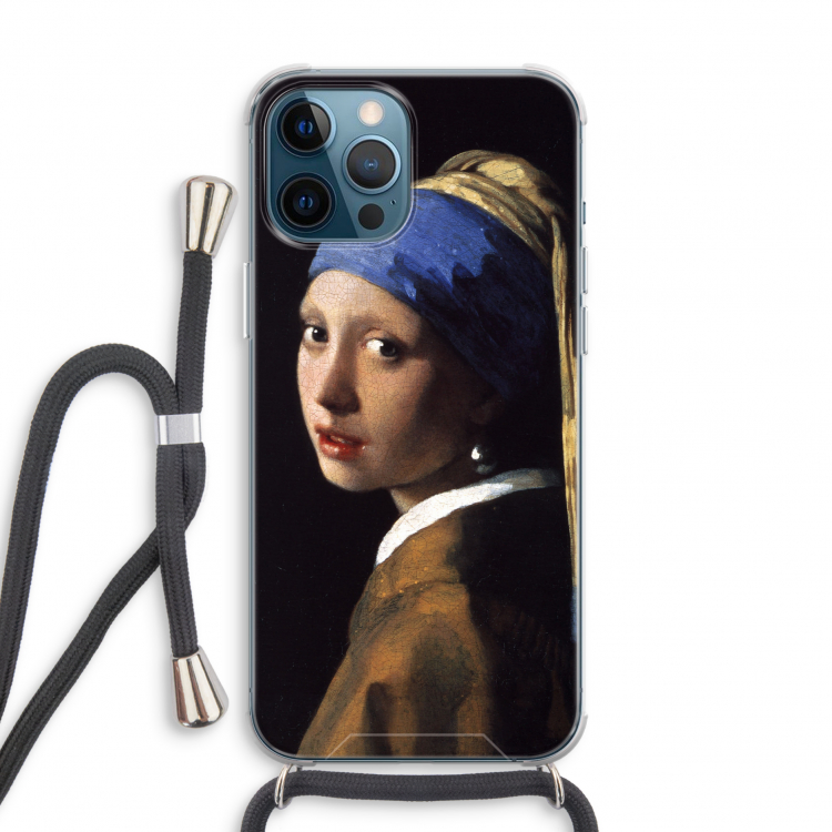 The Pearl Earring: iPhone 12 Pro Transparant Hoesje met koord