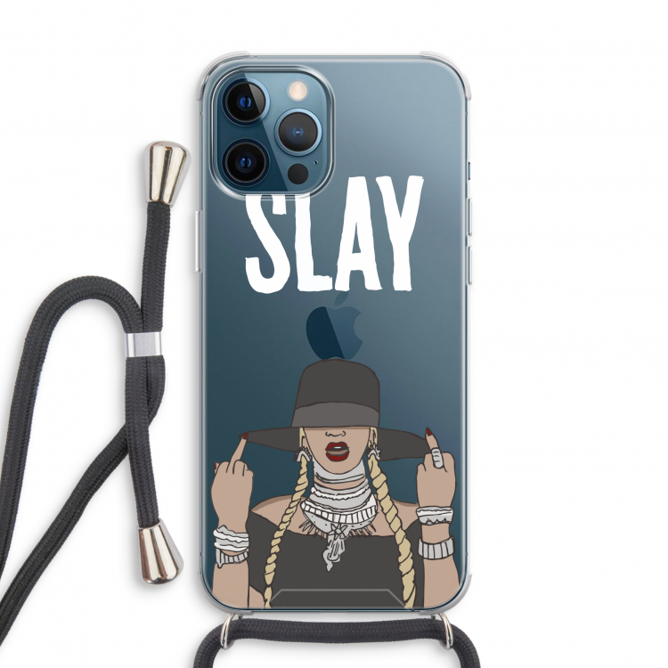 Slay All Day: iPhone 12 Pro Transparant Hoesje met koord
