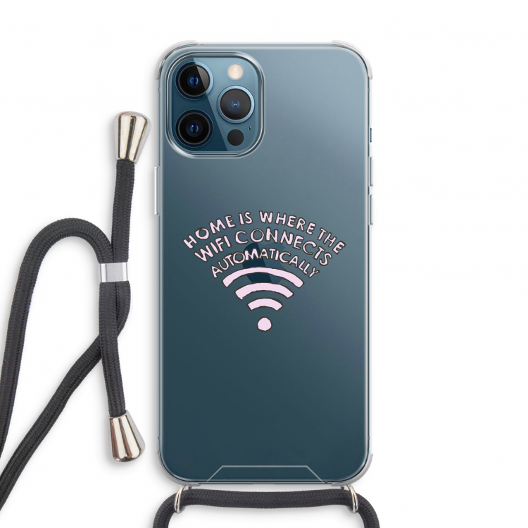 Home Is Where The Wifi Is: iPhone 12 Pro Transparant Hoesje met koord