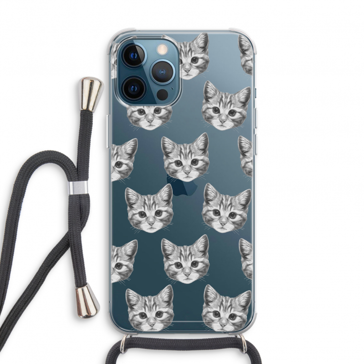 Kitten: iPhone 12 Pro Transparant Hoesje met koord