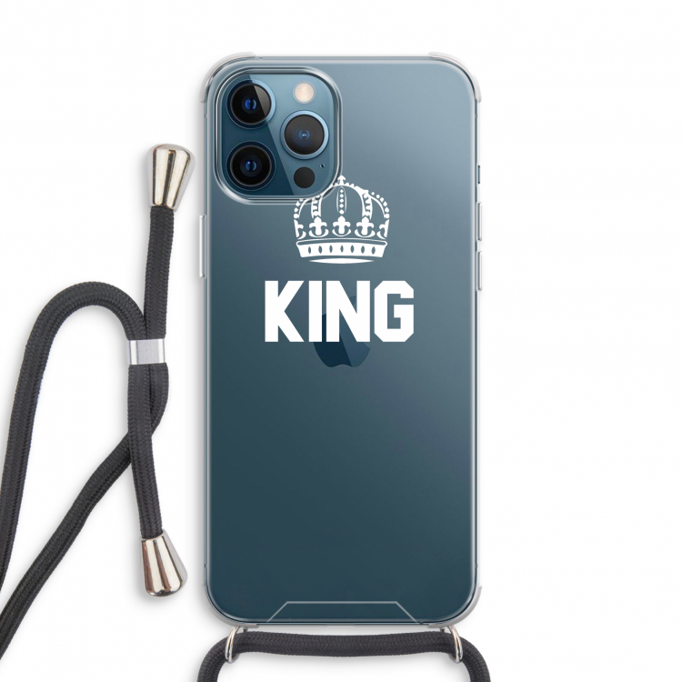 King zwart: iPhone 12 Pro Transparant Hoesje met koord