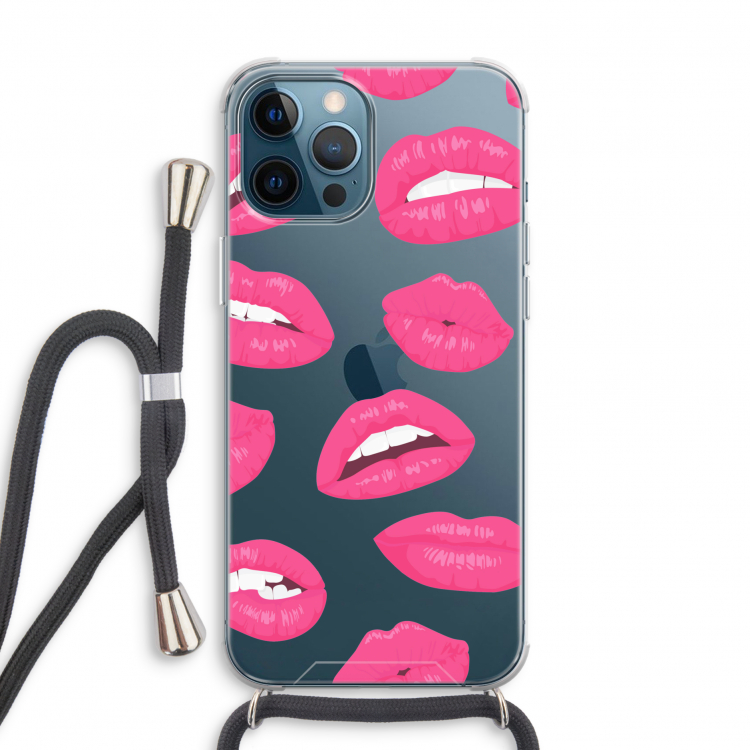 Bite my lip: iPhone 12 Pro Transparant Hoesje met koord