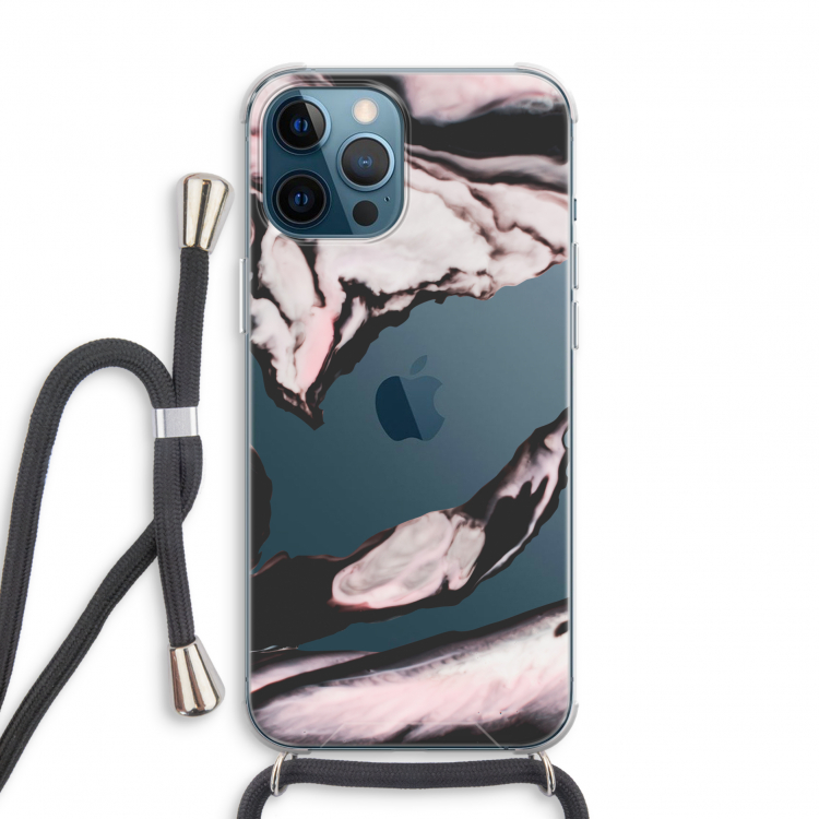 Roze stroom: iPhone 12 Pro Transparant Hoesje met koord