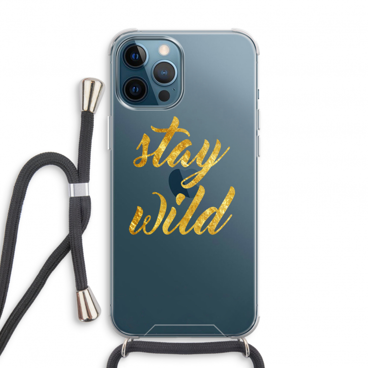 Stay wild: iPhone 12 Pro Transparant Hoesje met koord