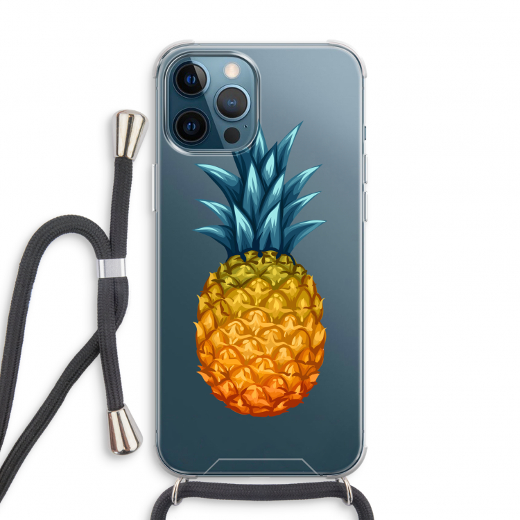 Grote ananas: iPhone 12 Pro Transparant Hoesje met koord
