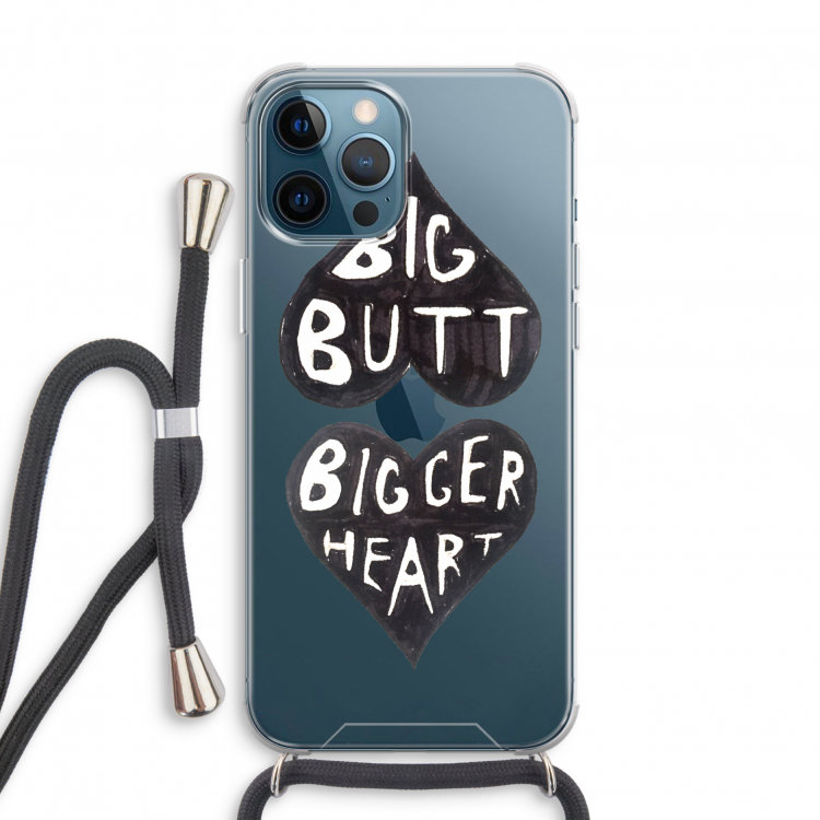 Big butt bigger heart: iPhone 12 Pro Transparant Hoesje met koord