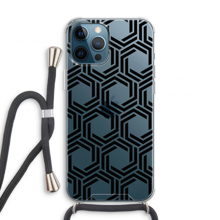 Geometrisch patroon: iPhone 12 Pro Transparant Hoesje met koord
