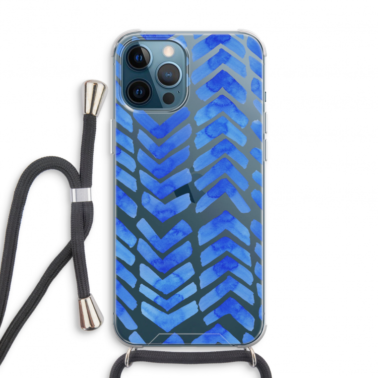 Blauwe pijlen: iPhone 12 Pro Transparant Hoesje met koord