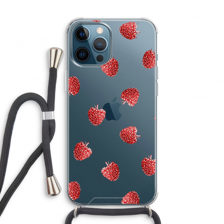 Framboosjes: iPhone 12 Pro Transparant Hoesje met koord