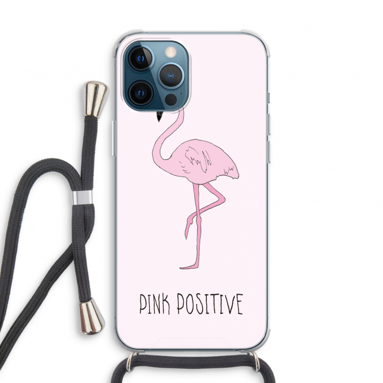 Pink positive: iPhone 12 Pro Transparant Hoesje met koord