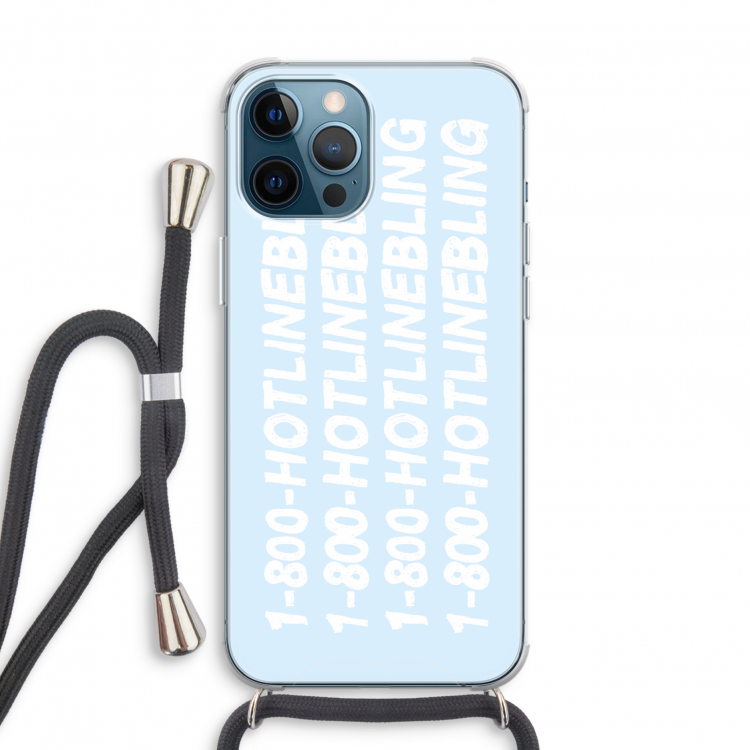 Hotline bling blue: iPhone 12 Pro Transparant Hoesje met koord