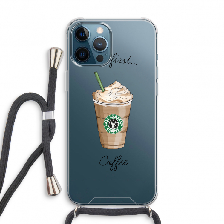 But first coffee: iPhone 12 Pro Transparant Hoesje met koord