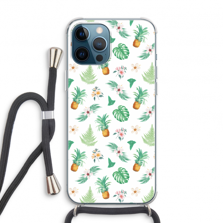 Ananas bladeren: iPhone 12 Pro Transparant Hoesje met koord