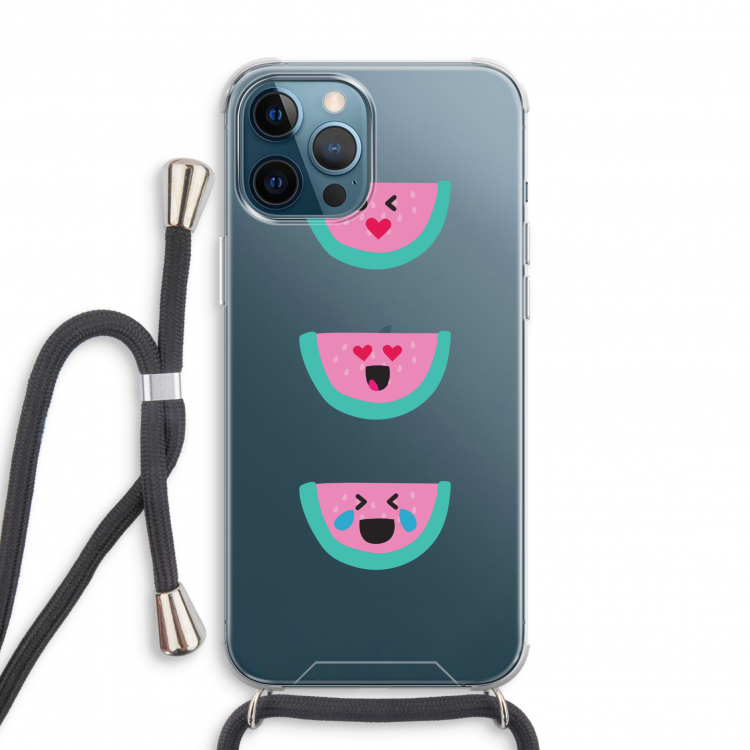 Smiley watermeloen: iPhone 12 Pro Transparant Hoesje met koord