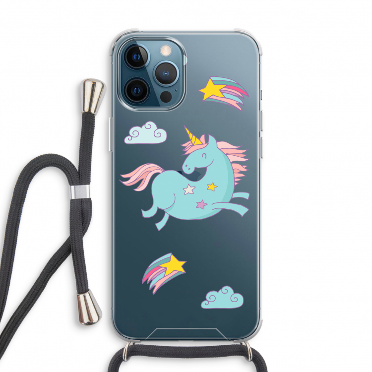 Vliegende eenhoorn: iPhone 12 Pro Transparant Hoesje met koord