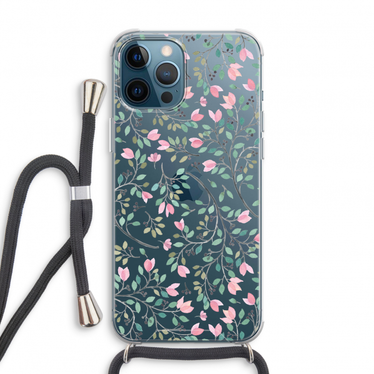 Sierlijke bloemen: iPhone 12 Pro Transparant Hoesje met koord