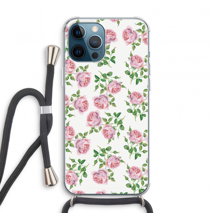 Kleine roosjes: iPhone 12 Pro Transparant Hoesje met koord