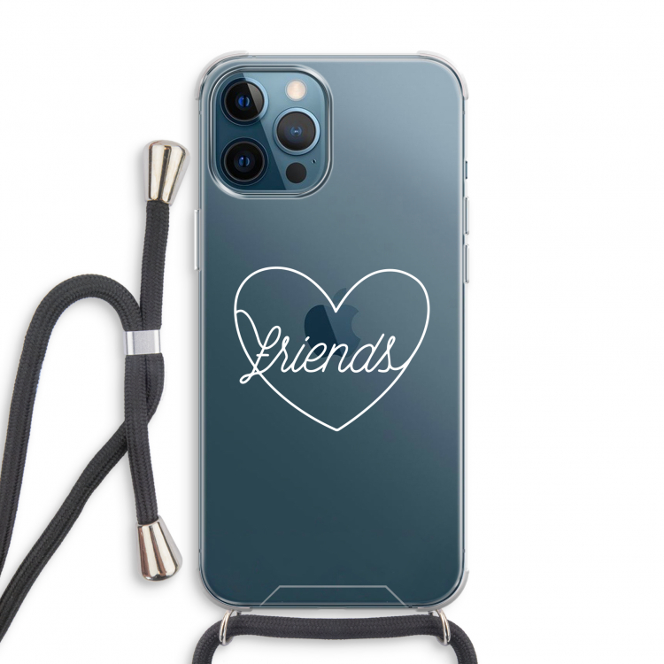 Friends heart pastel: iPhone 12 Pro Transparant Hoesje met koord