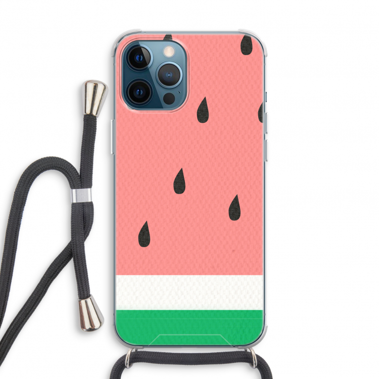 Watermeloen: iPhone 12 Pro Transparant Hoesje met koord