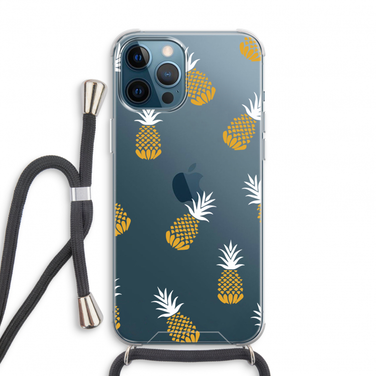 Ananasjes: iPhone 12 Pro Transparant Hoesje met koord