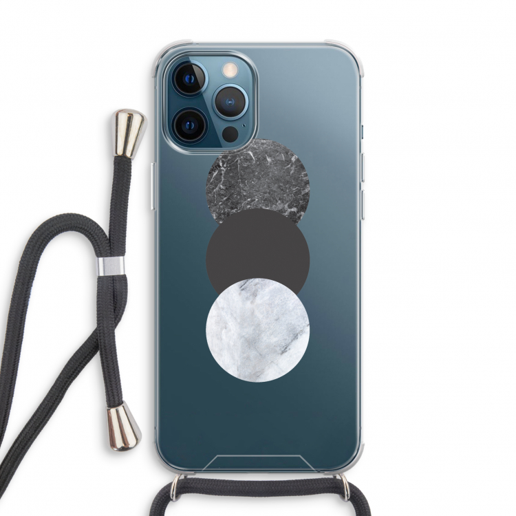 Marmeren cirkels: iPhone 12 Pro Transparant Hoesje met koord